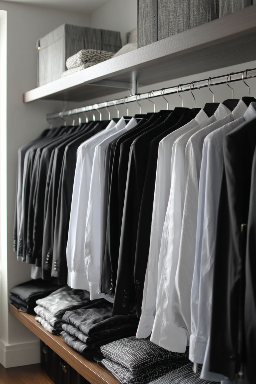 Organize Wardrobe Space with Black & White Closet