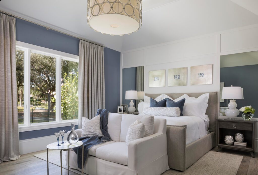 Spacious Luxe Master Bedroom Spacious master bedroom with plush furnishings and soft lighting