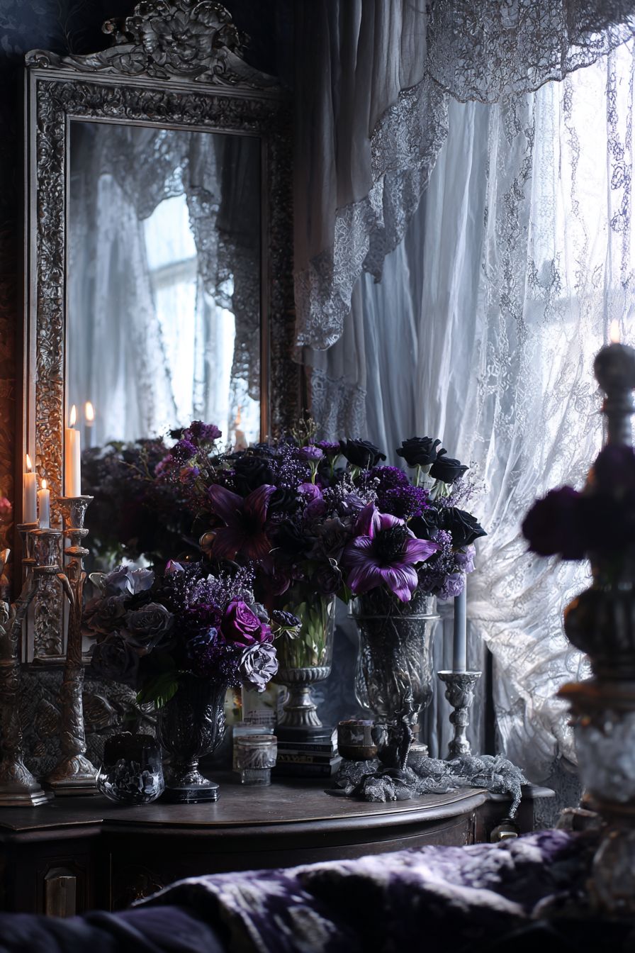 Incorporate Dark Floral Arrangements