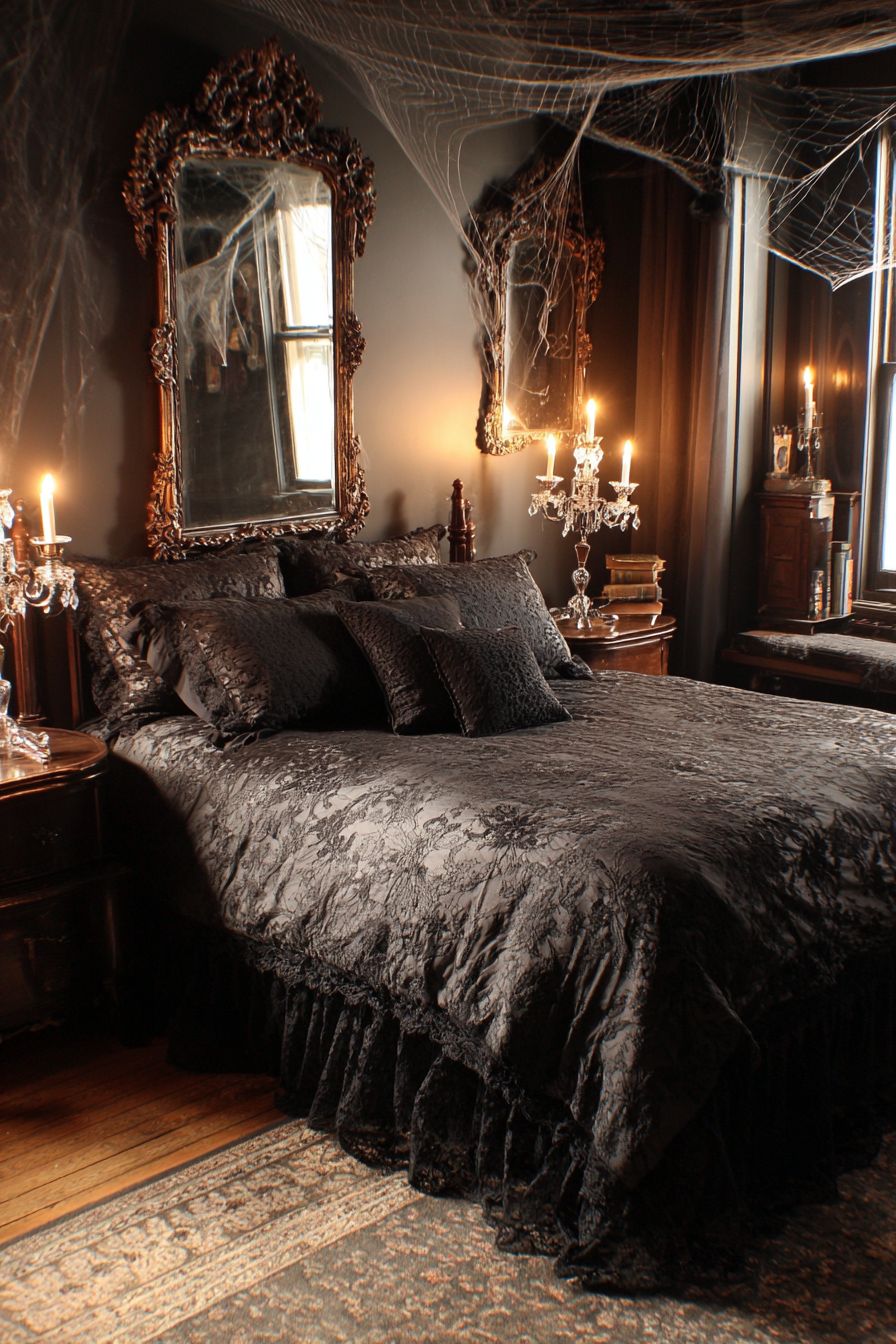 Install a Witchy Black Lace Bed Skirt