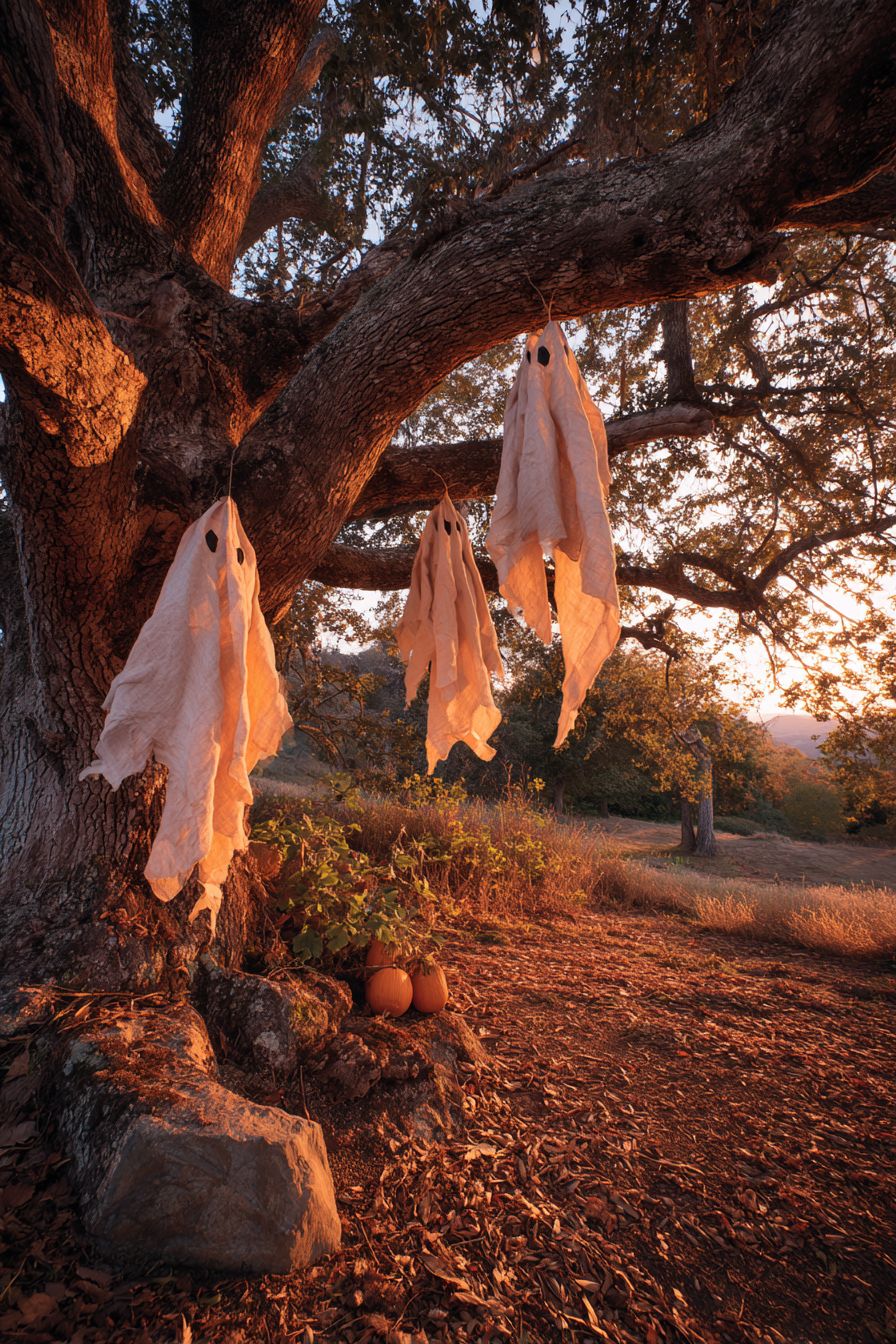 Craft Burlap Ghosts for Trees