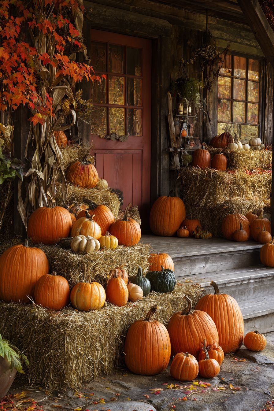 Set Up a Hay Bale Pumpkin Display