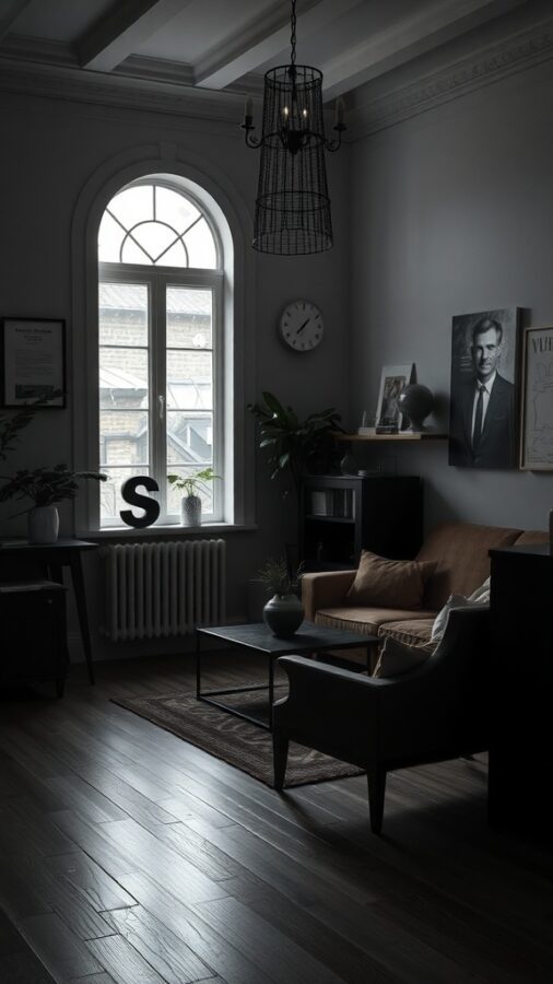 10 Stunning Dark Home Decor Ideas to Transform Your Space 9 Room with dark decor and large window letting in natural light