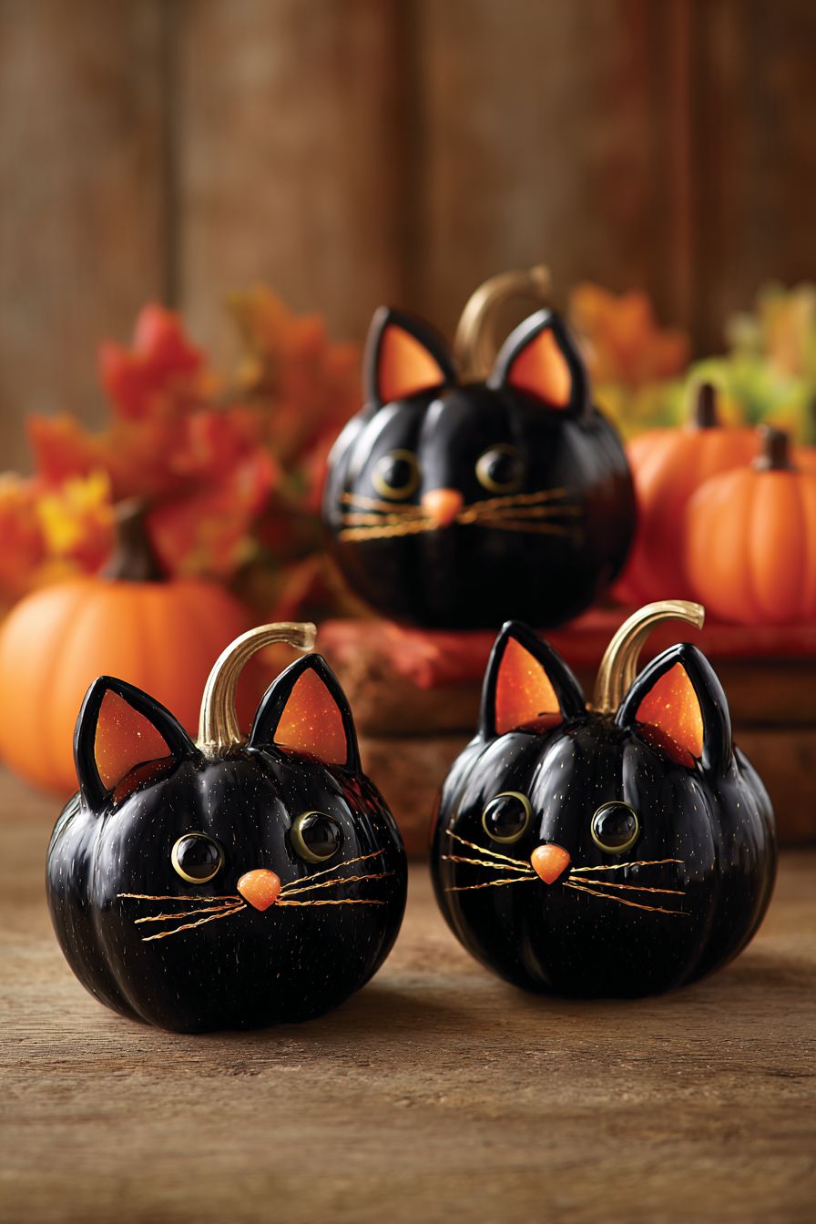 Paint Pumpkins as Black Cats