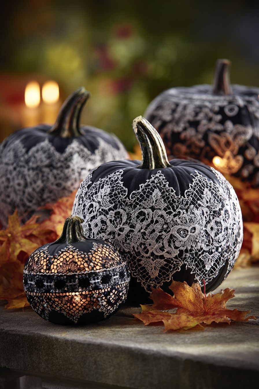 Use Lace for Elegant Pumpkins