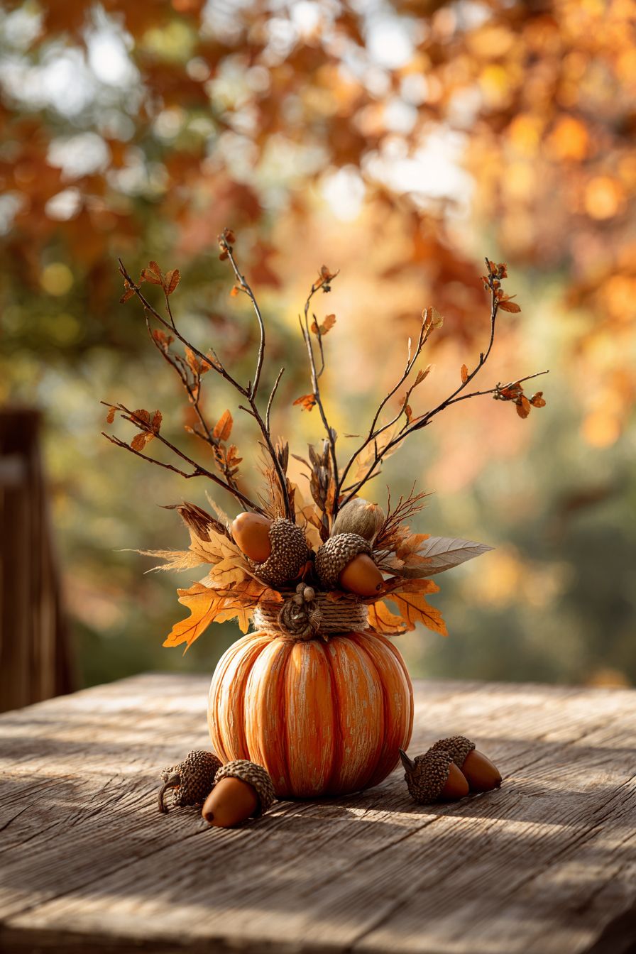 Adorn Pumpkins with Natural Elements