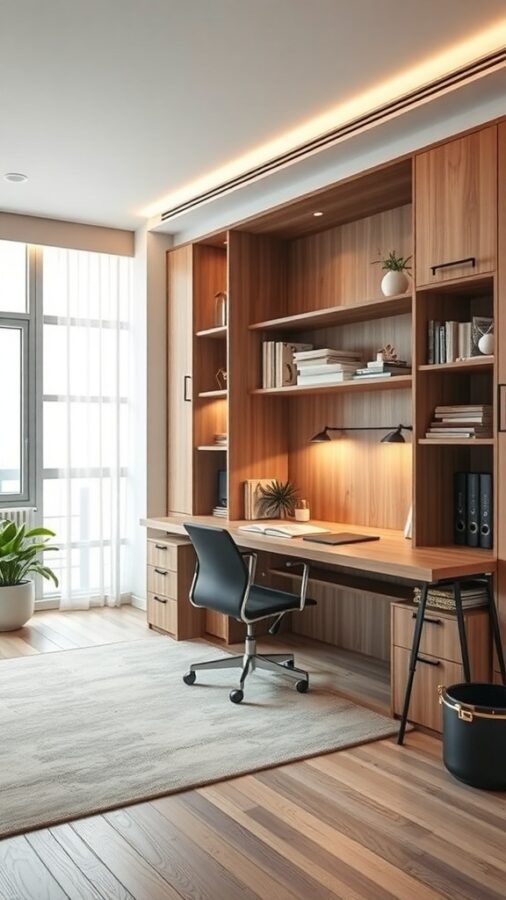 Modern office with smart technology integration.