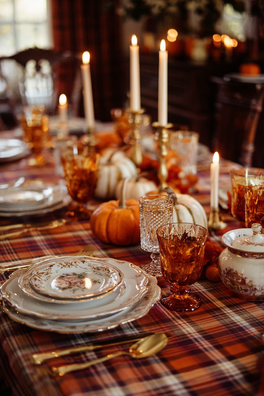 Elevate with Chic Plaid Tablecloth
