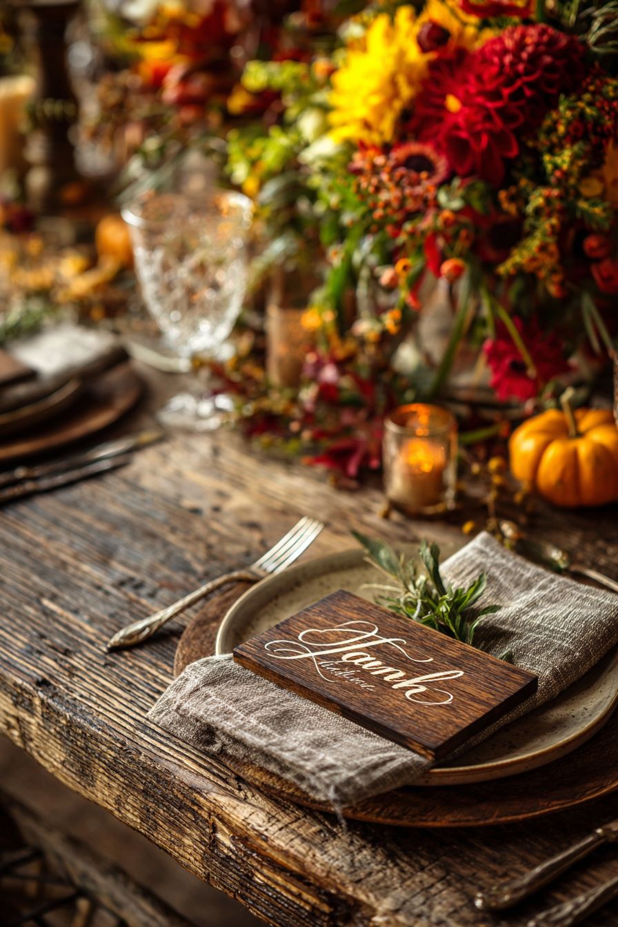 Feature Homemade Rustic Wooden Place Cards