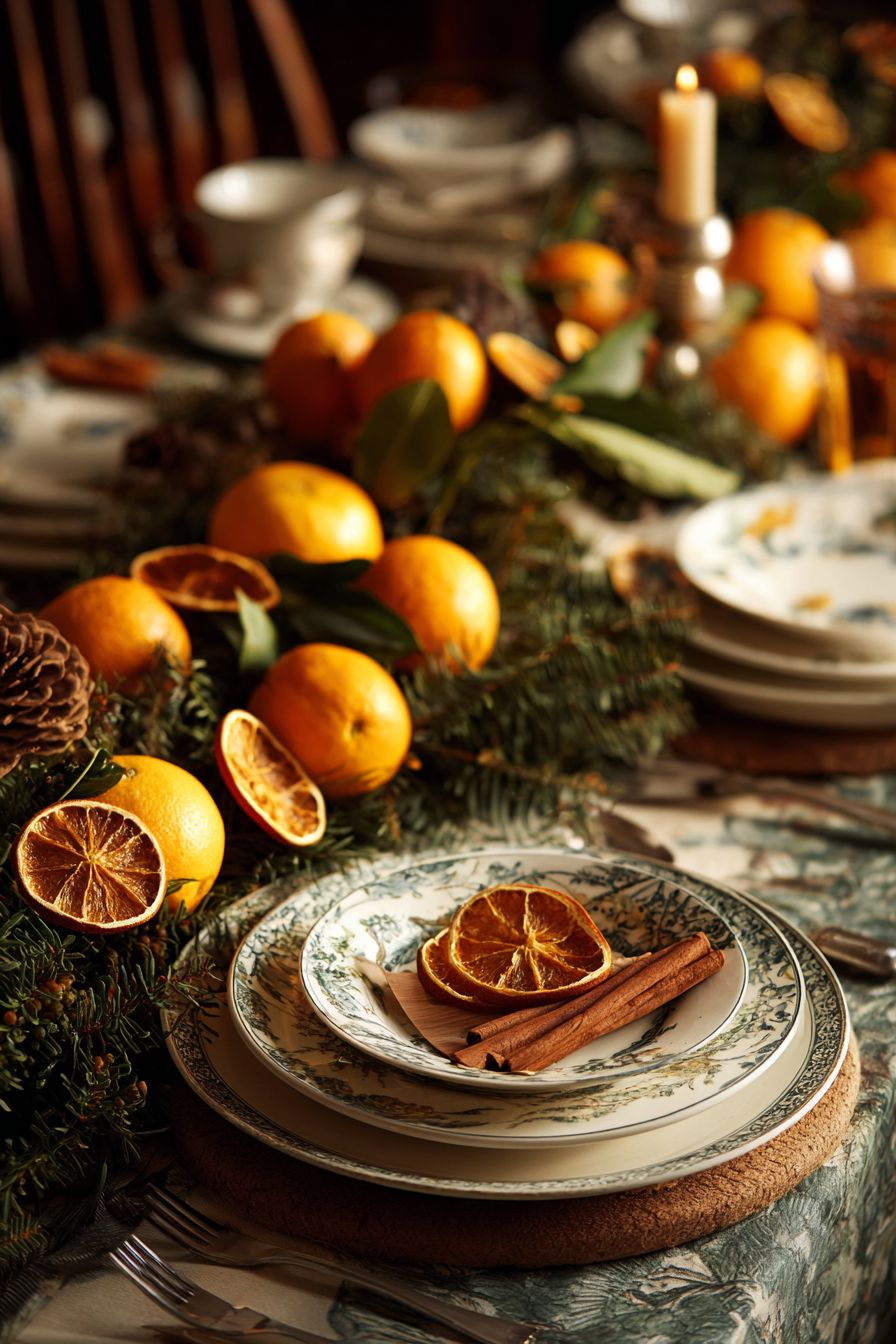 String Together Dried Oranges and Cinnamon Sticks