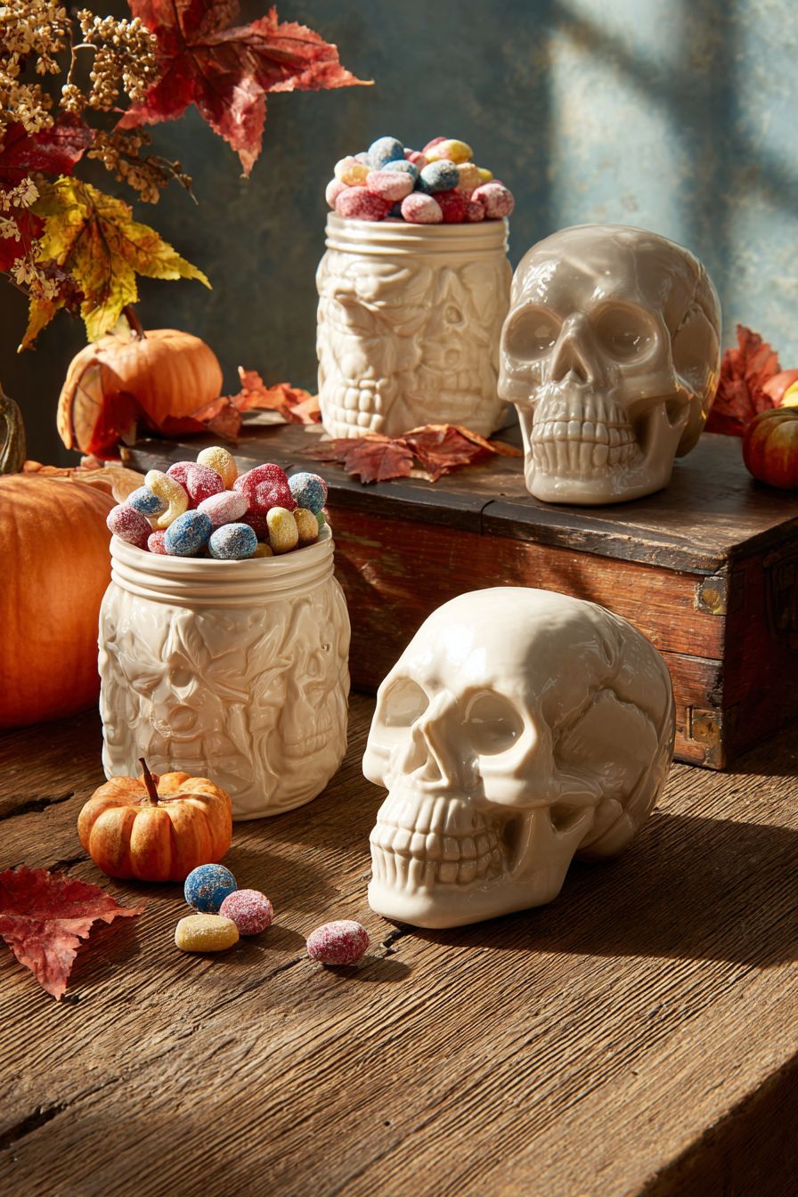Organize Candy in Skull Containers