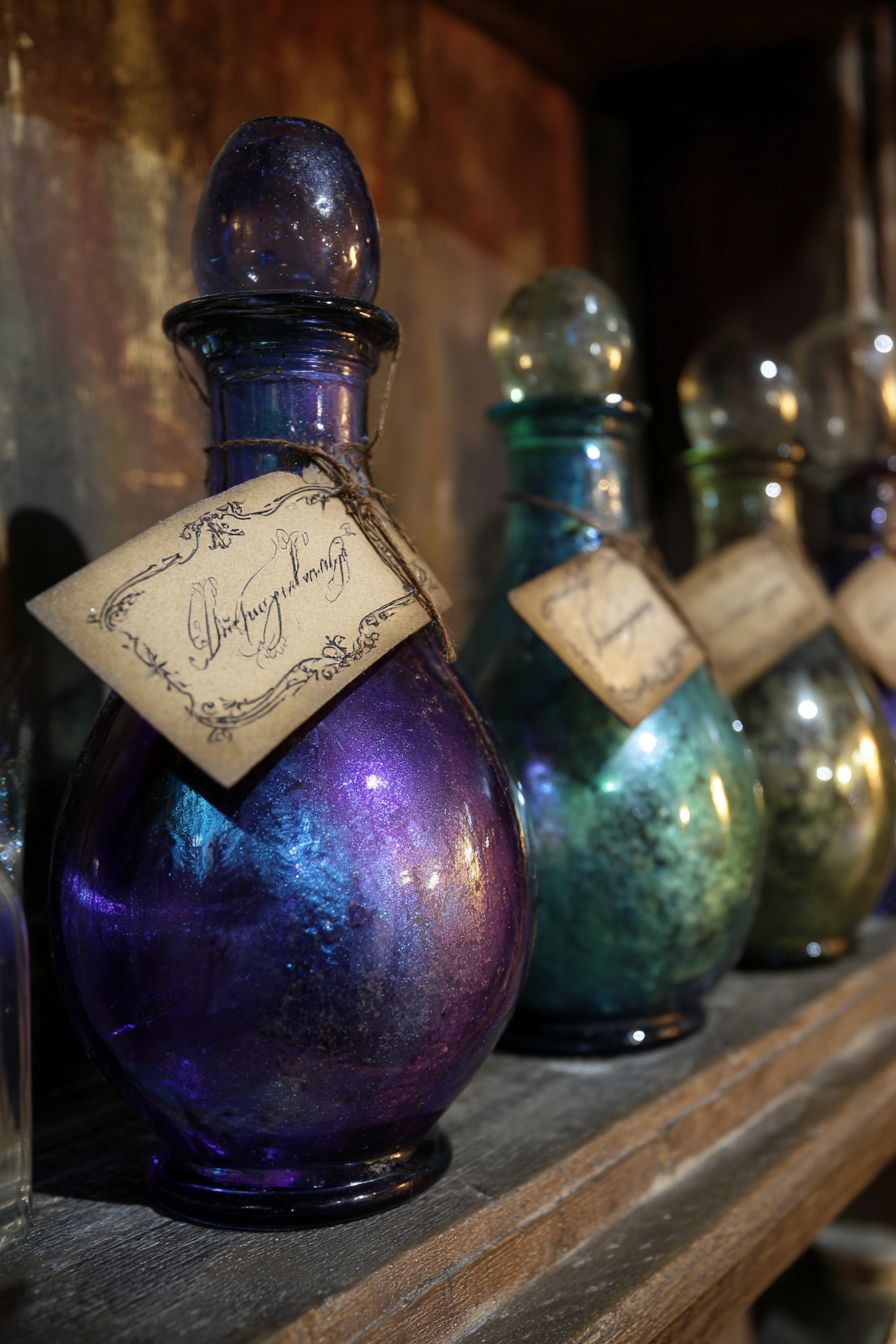 Transform Glass Bottles into Potion Decor