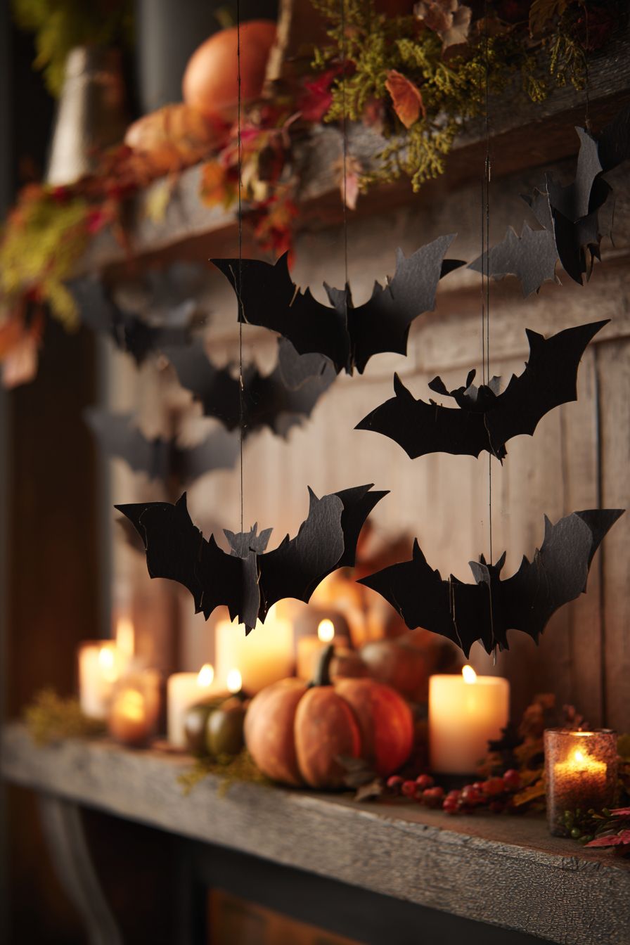 Maximize Mantle Decor with Hanging Bats