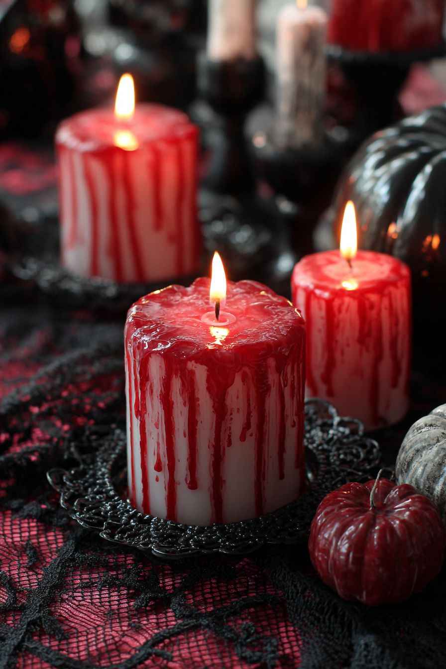 Create Blood Drip Candles with Red Wax