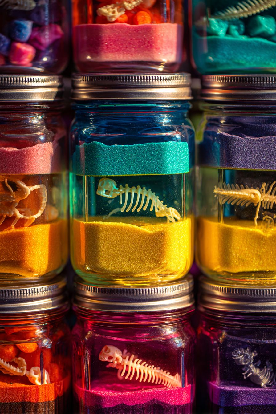 Simple Layered Jar Centerpieces for Halloween