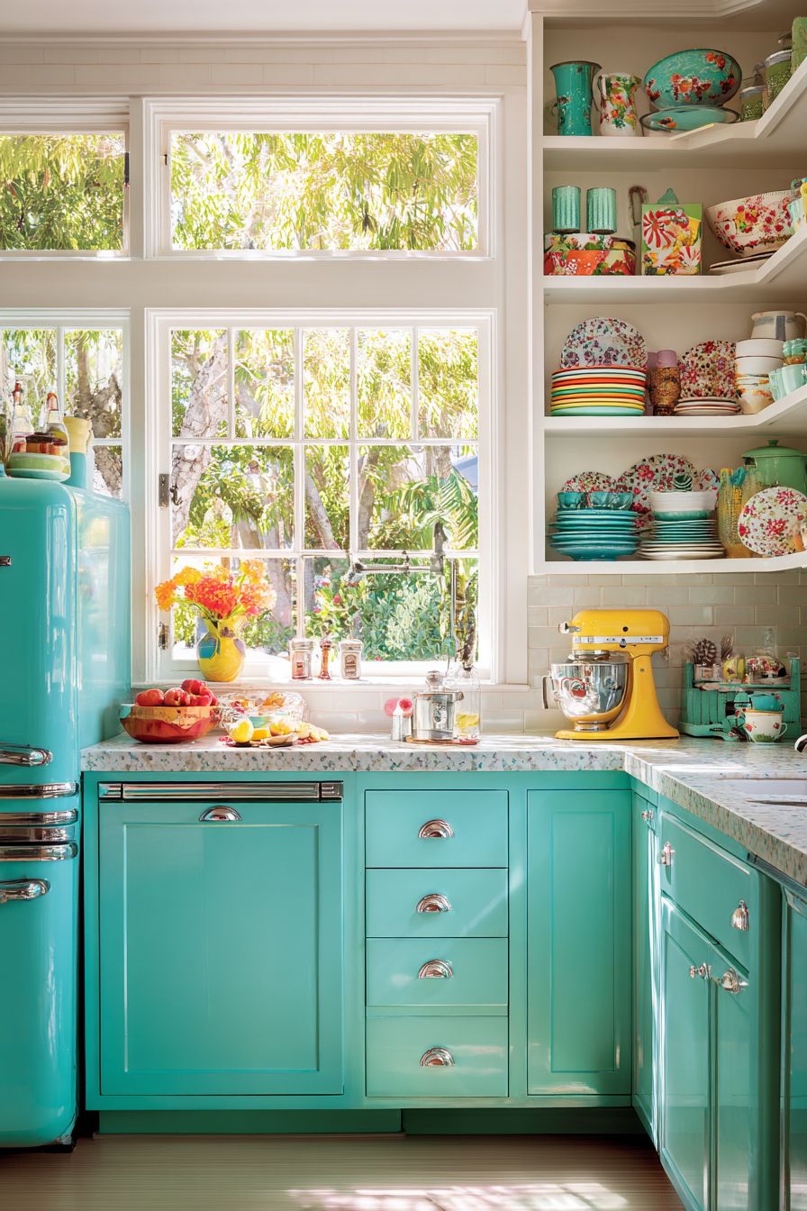 Feature Brightly Coloured Cabinetry