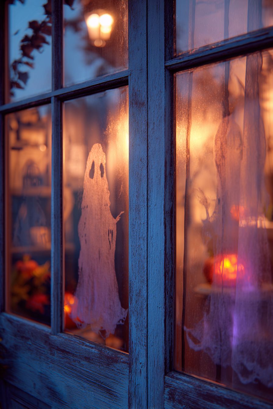 Simple Window Clings of Haunted Silhouettes
