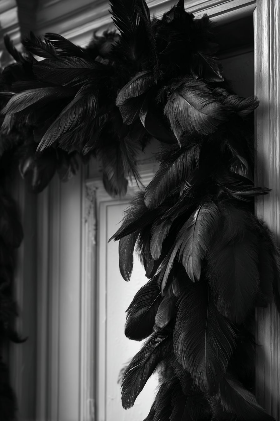 Simple Yet Spooky Frame with Black Feathers