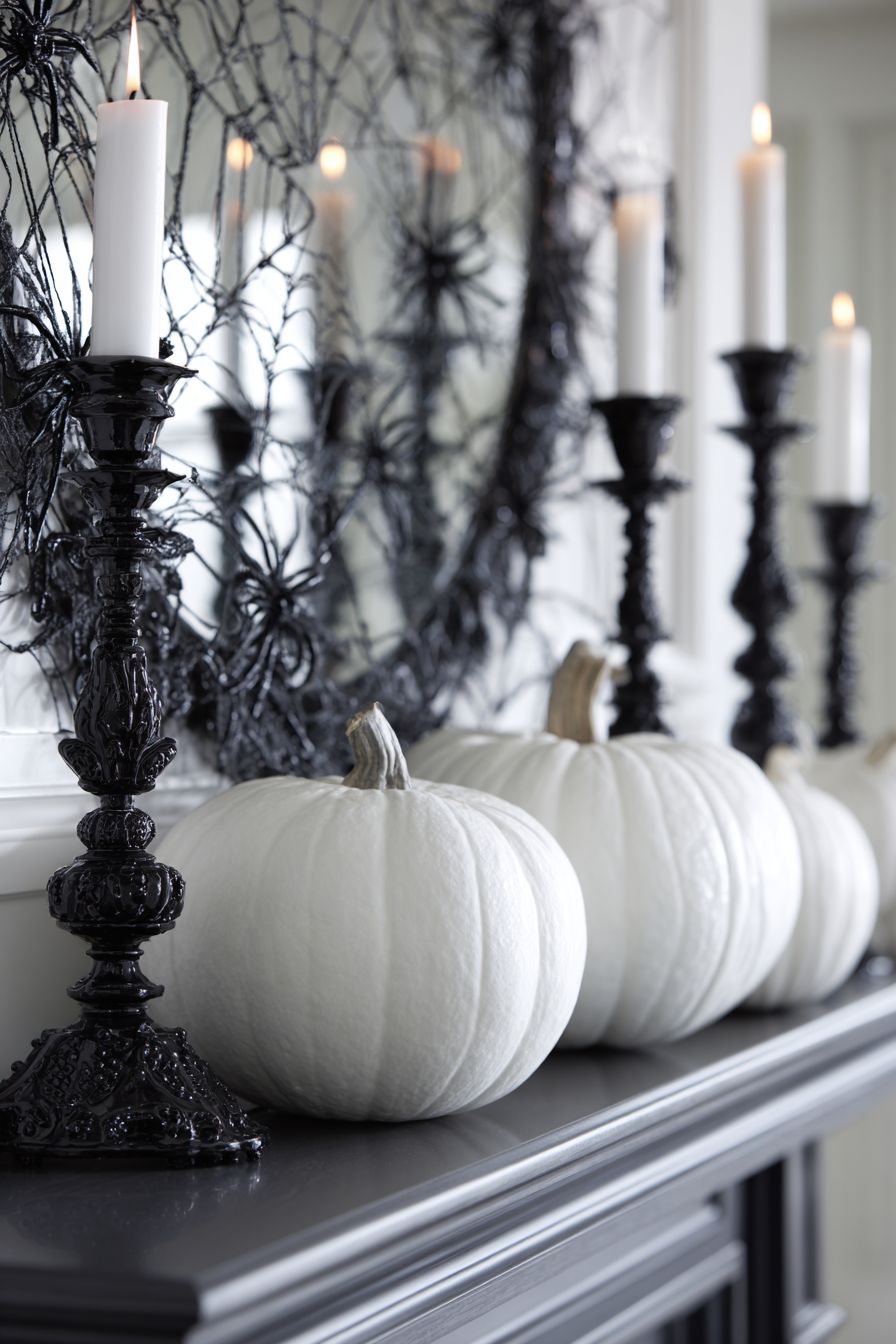 Contrast with White Pumpkins and Black Accents
