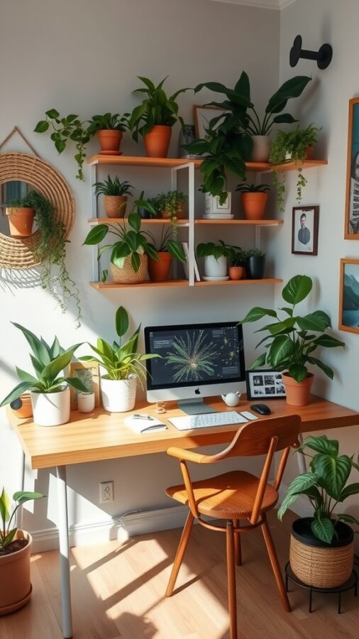 Enhancing Ambiance with Indoor Plants Home office filled with indoor plants