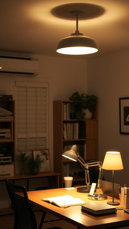 Effective Lighting Solutions Home office with layered lighting