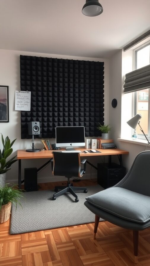 Sound Control for Enhanced Concentration Home office with soundproofing panels