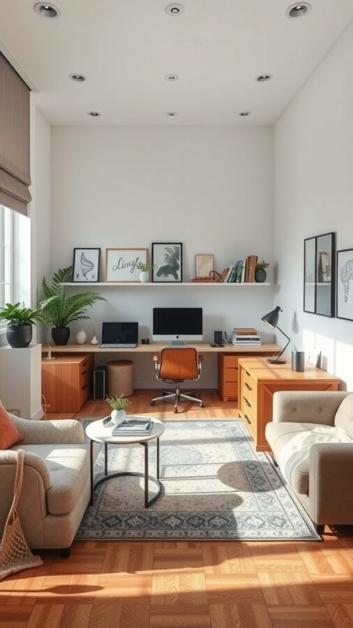 Adaptable and Multifunctional Work Areas Flexible home office workspace