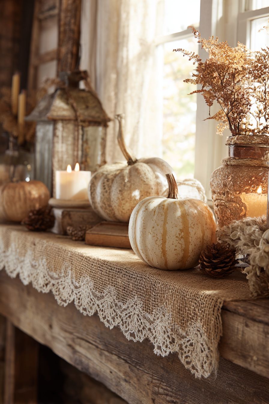 Layer different Textures with Burlap and Lace