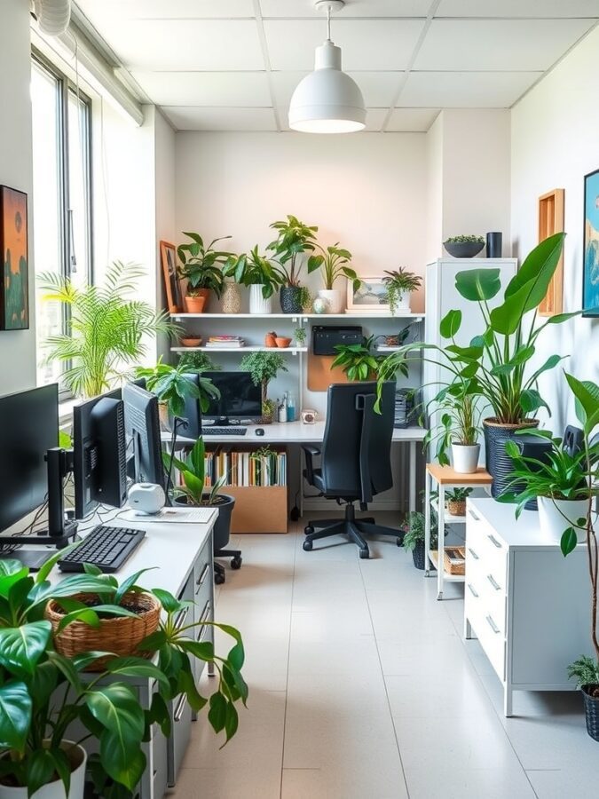 Plants in home office