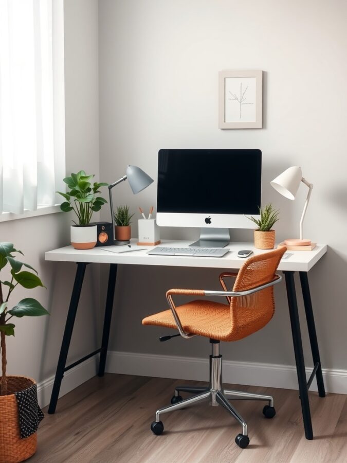 Corner desk in small office