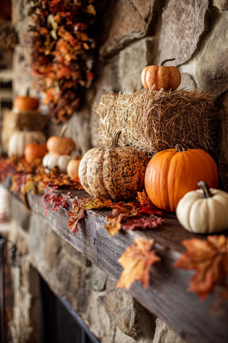 Position Mini Hay Bales for Rustic Vibe