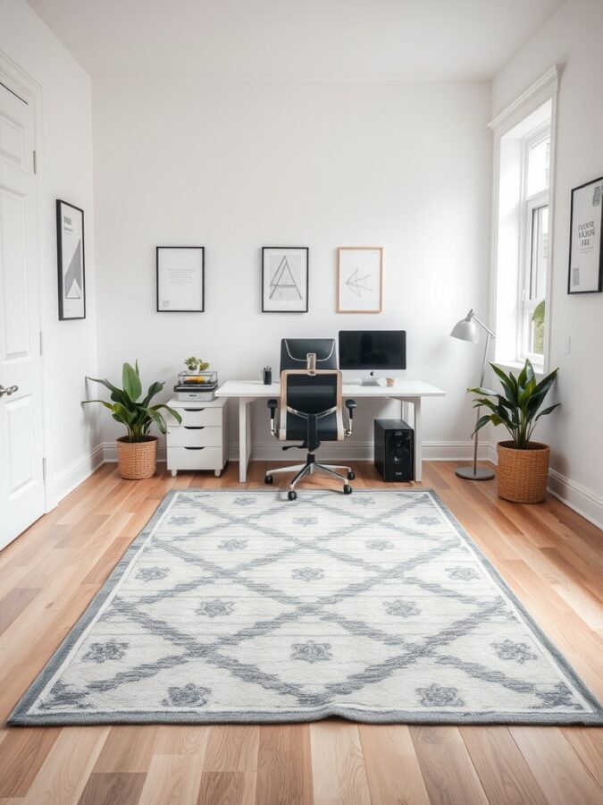 Area rug in home office
