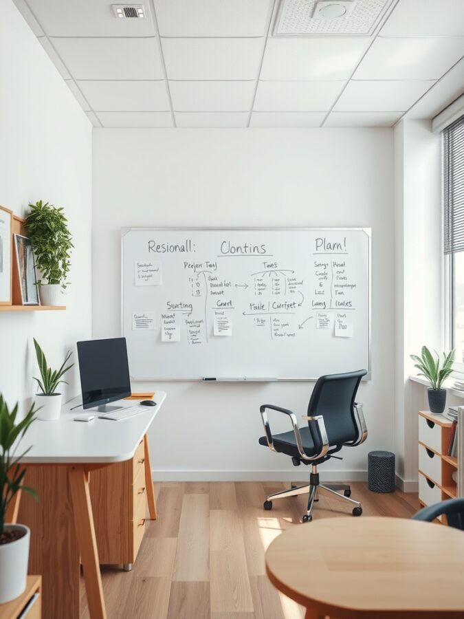 Whiteboard in home office