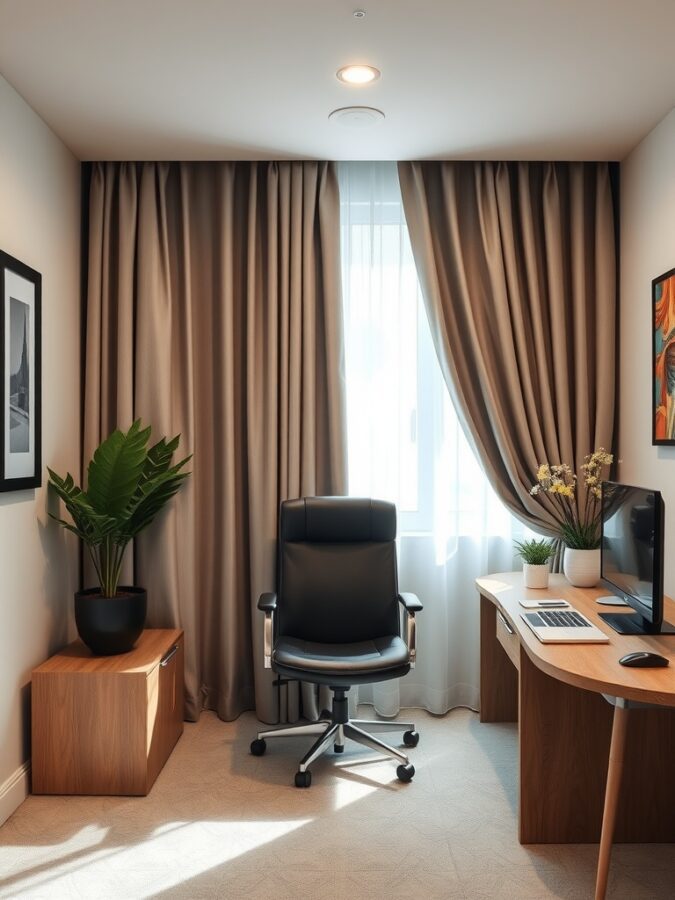 Curtains in home office