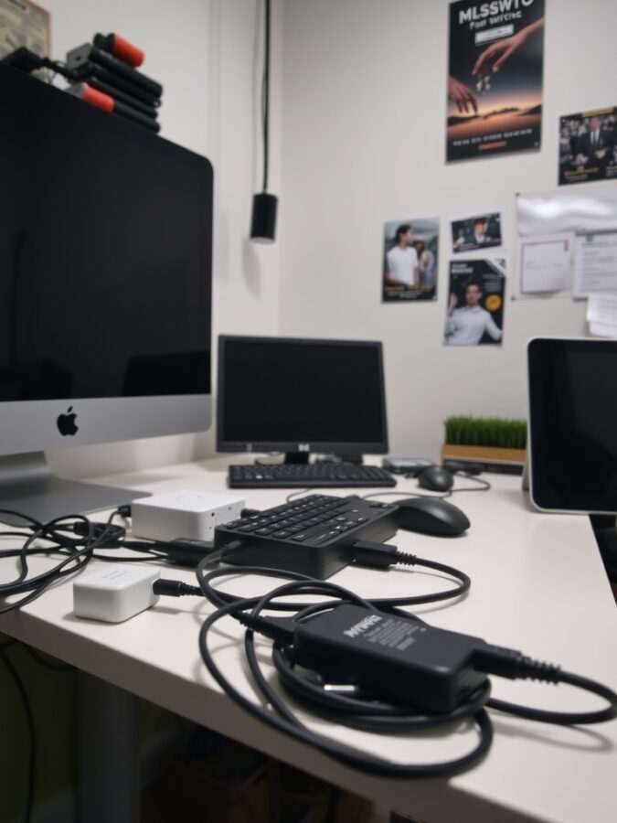 Cable management in home office