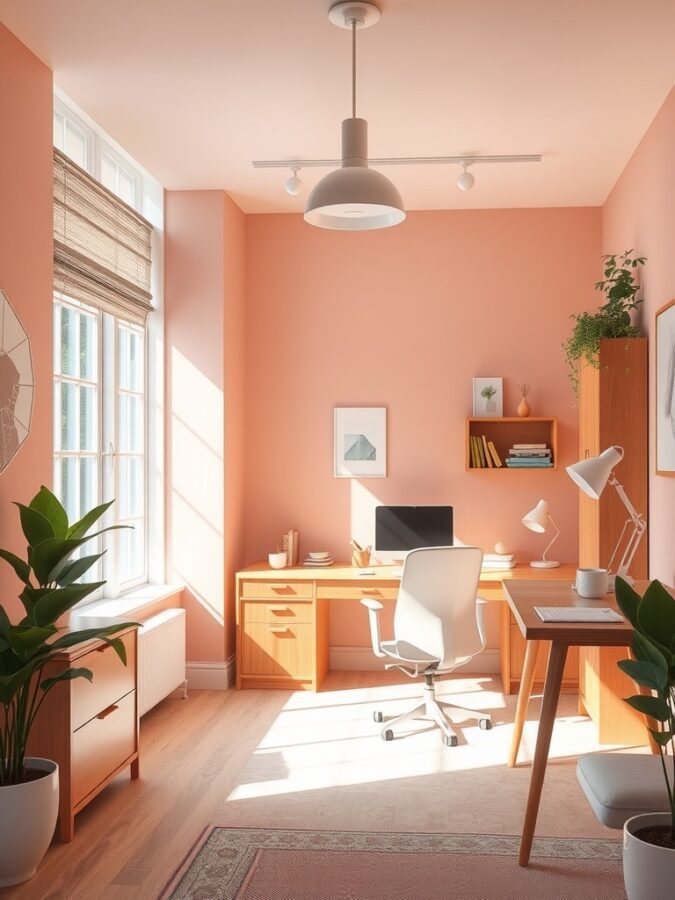 Calming color palette in home office