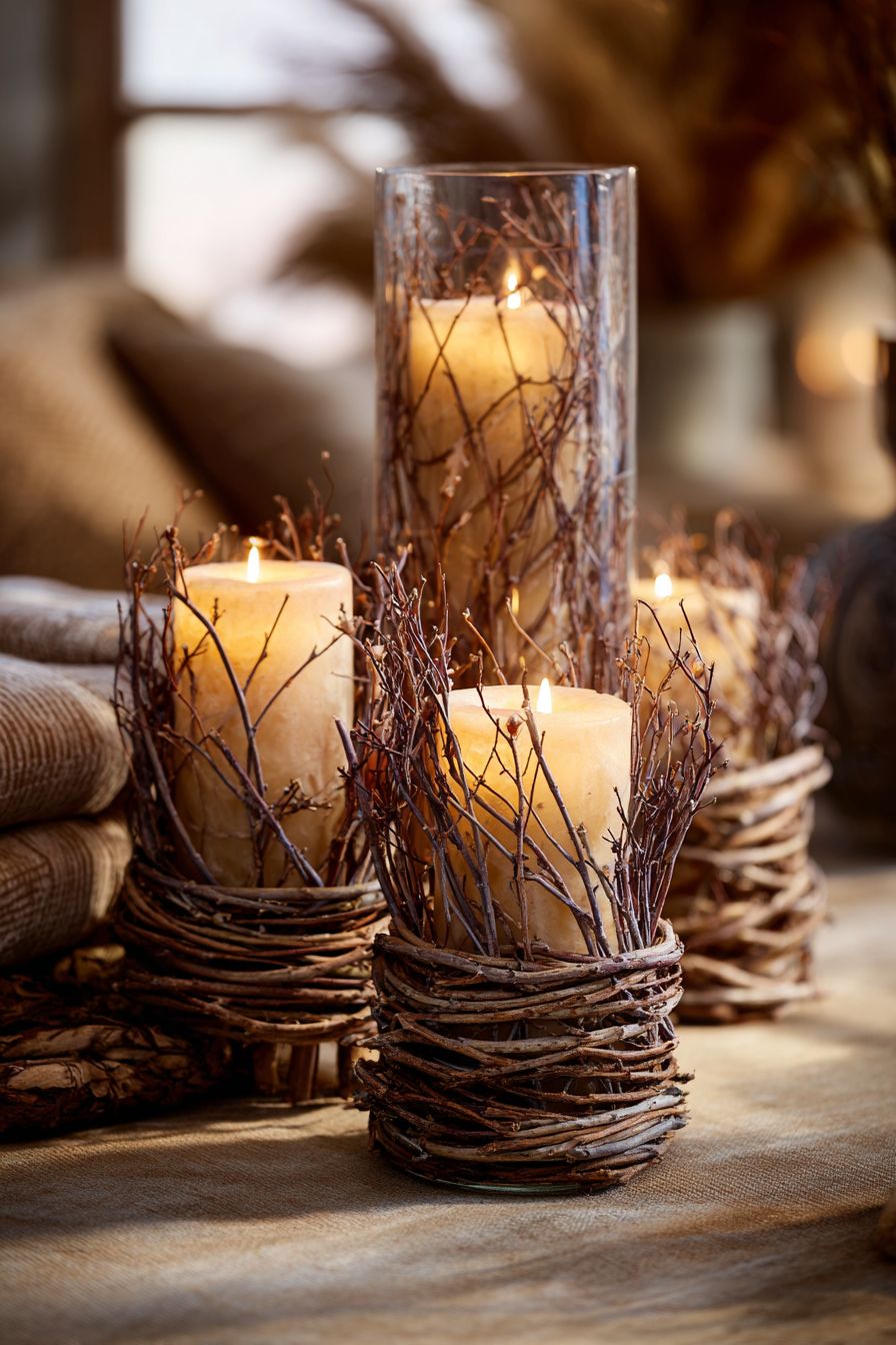 Craft Rustic Twig Candle Holders