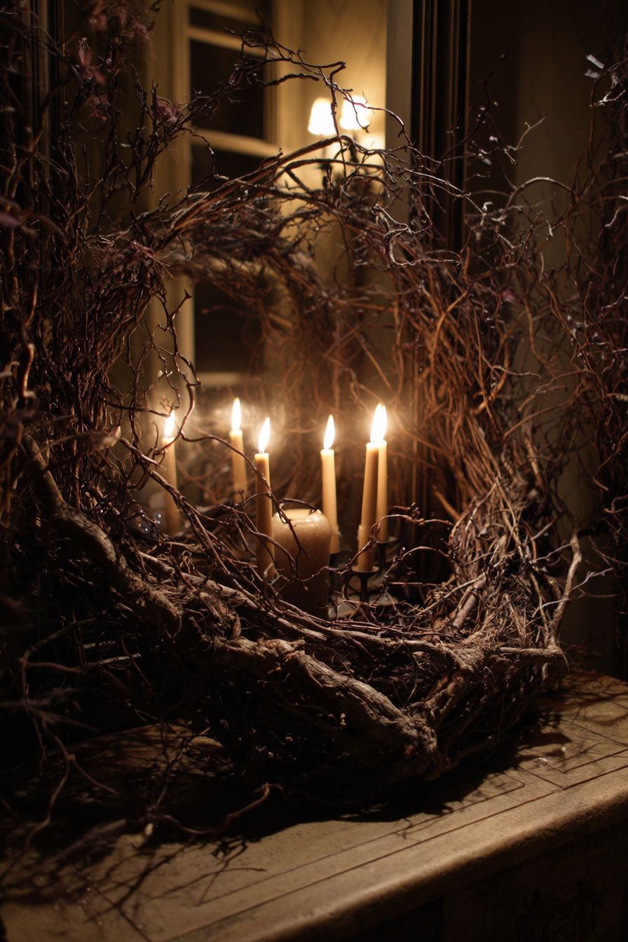 Gnarled Branch Candle Wreath