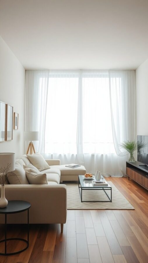 11 Chic Small Living Room Ideas in Neutral Tones 8 Bright small living room with white accents and natural light