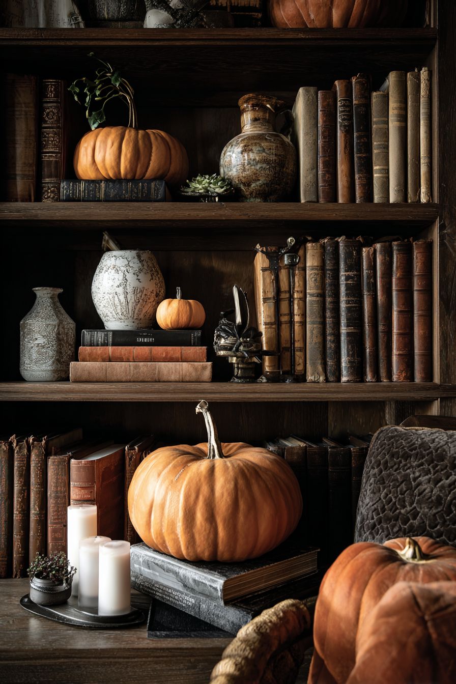 Spruce Up Your Bookshelves with Mini Pumpkins