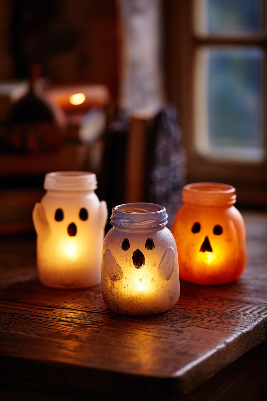 Transform Glass Jars into Jack-o'-lanterns