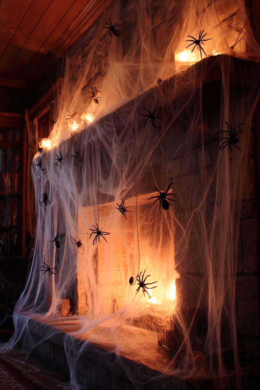 Create a Spider Web Mantel Display