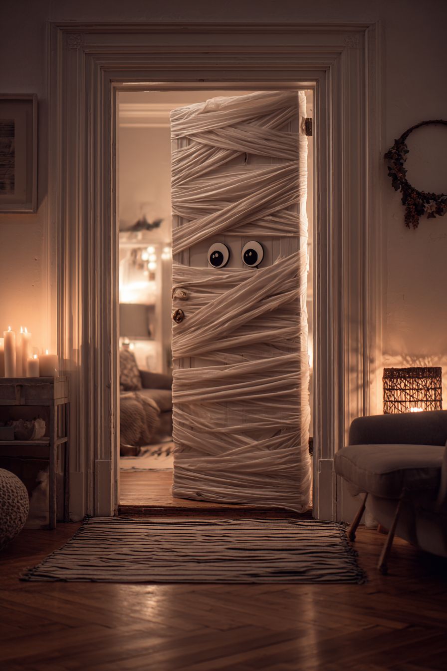 Create Mummy Door Covers with Gauze