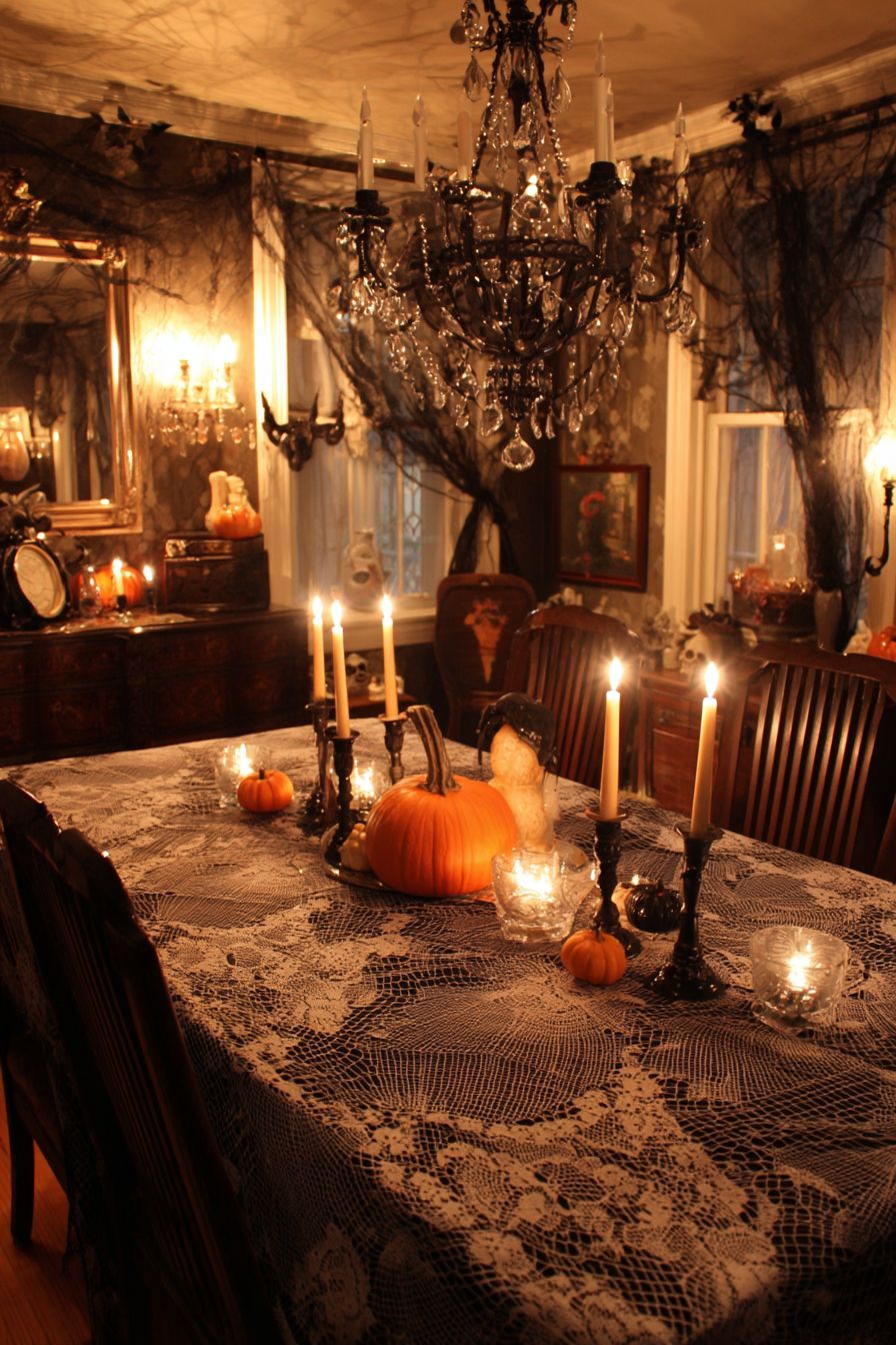 Use Cobweb Tablecloth for Special Effects