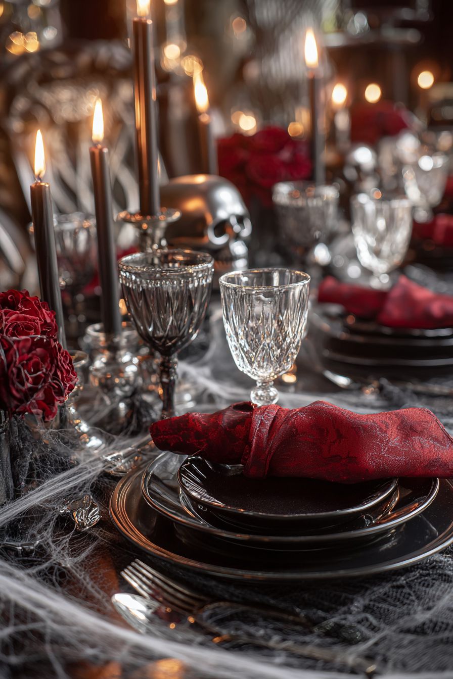 Set Tables with Blood Red Napkins