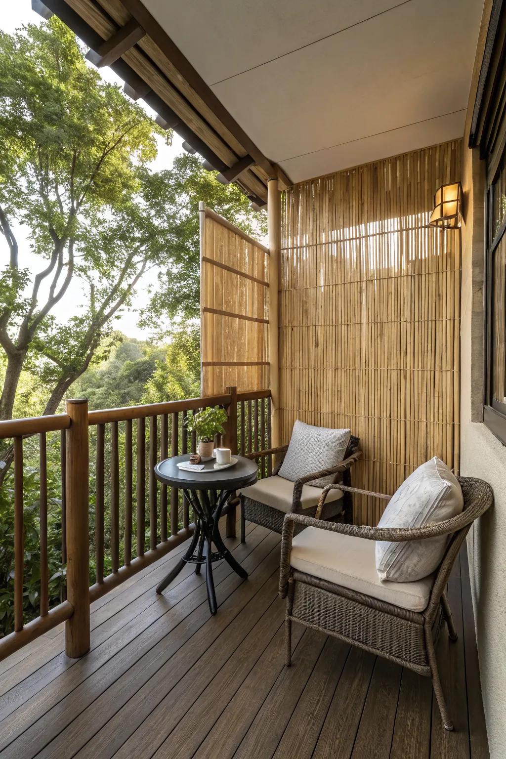 Elegant privacy screen on balcony