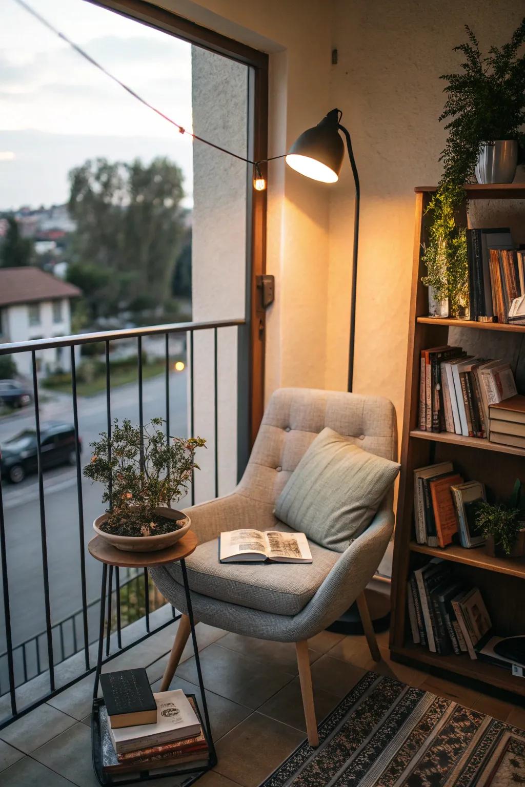 Reading nook on balcony