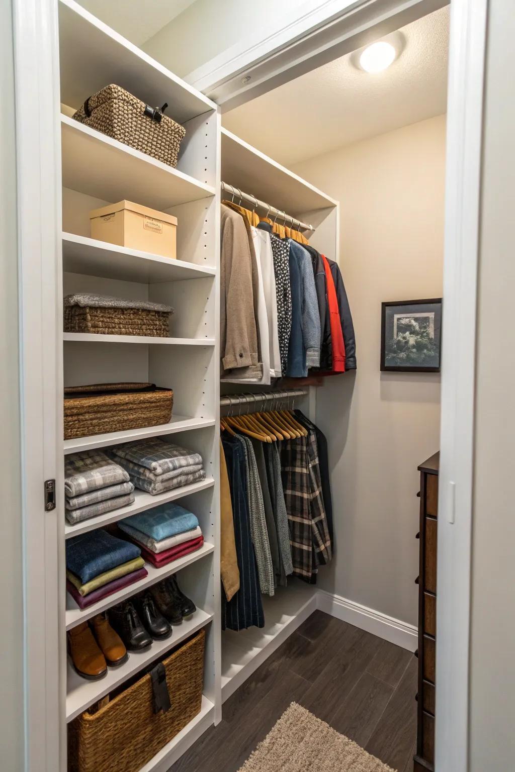 Corner shelves utilize often overlooked spaces.