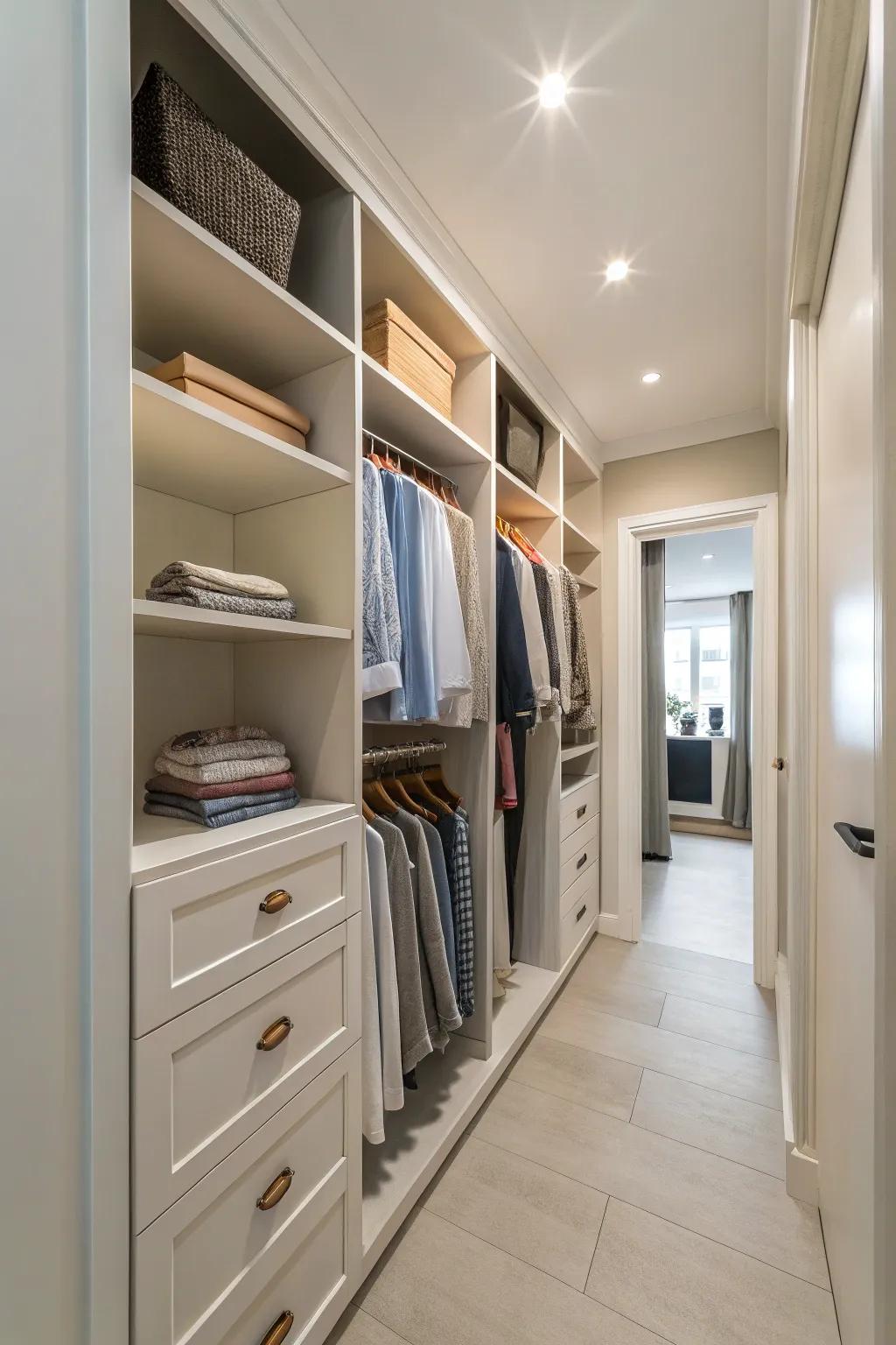 Light hues create an airy and spacious atmosphere in closets.