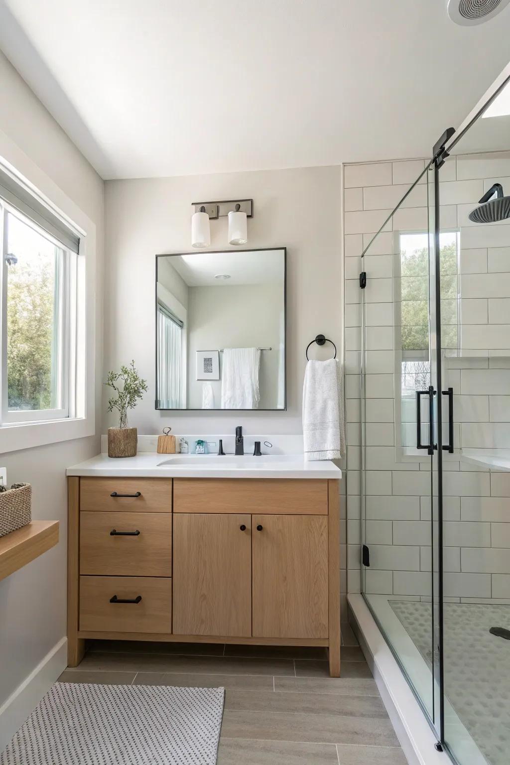 Modern minimalist fixtures that enhance bathroom aesthetics.